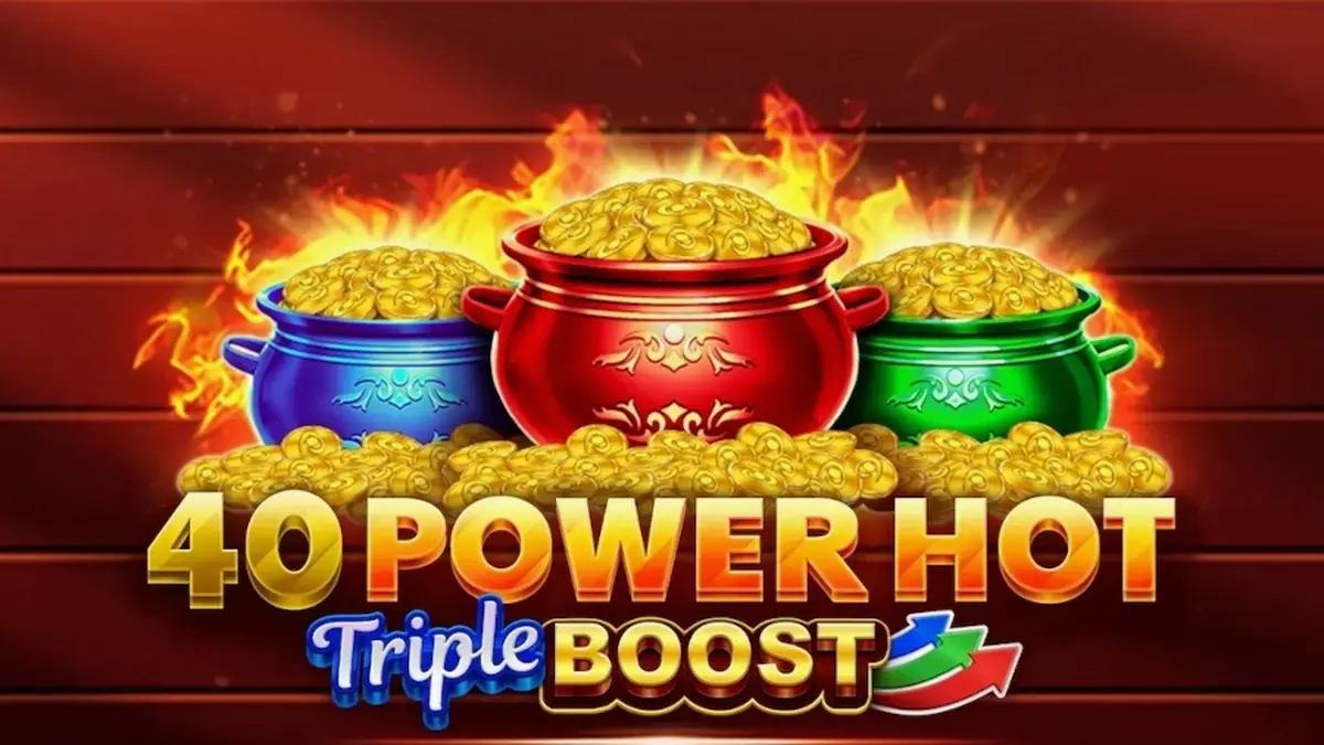Tampilan visual permainan slot 40 Power Hot Triple Boost dengan simbol buah klasik